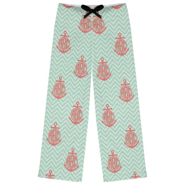 Custom Chevron & Anchor Womens Pajama Pants - L (Personalized)