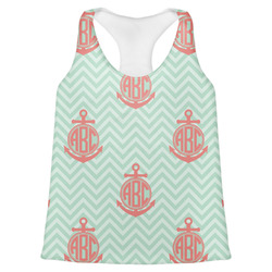 Chevron & Anchor Womens Racerback Tank Top - 2X Large (Personalized)
