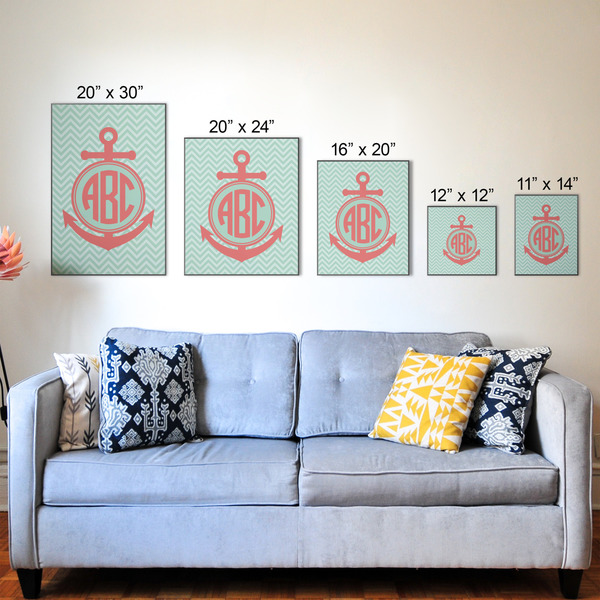 Chevron & Anchor Wood Prints - Size Comparison