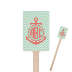 Chevron & Anchor 6.25" Rectangle Wooden Stir Sticks - Single Sided (Personalized)