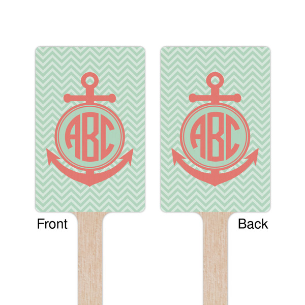 Chevron & Anchor Wooden 6.25" Stir Stick - Rectangular - Double Sided - Front & Back