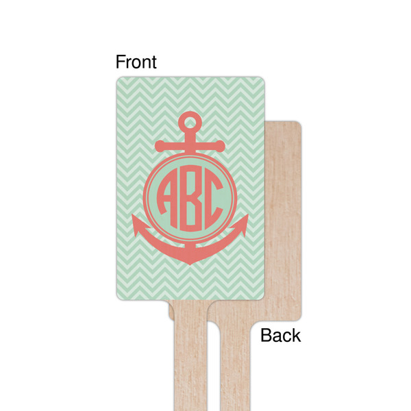 Chevron & Anchor Wooden 6.25" Stir Stick - Rectangular - Single - Front & Back