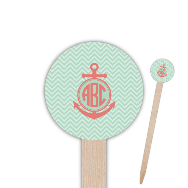 Custom Chevron & Anchor Round Wooden Food Picks (Personalized)