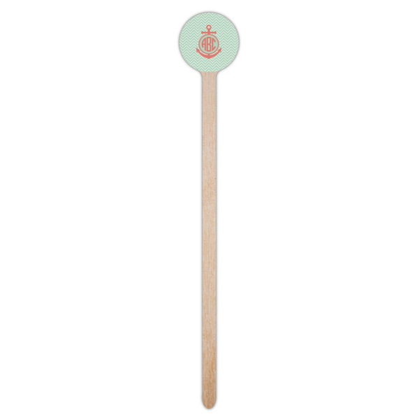 Chevron & Anchor Wooden 7.5" Stir Stick - Round - Single Stick