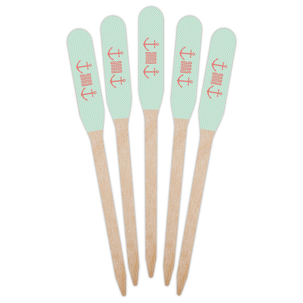 Chevron & Anchor Wooden Food Pick - Paddle - Fan View