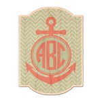 Chevron & Anchor Genuine Maple or Cherry Wood Sticker (Personalized)