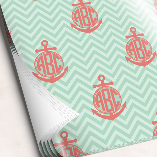 Custom Chevron & Anchor Wrapping Paper Sheets - Single-Sided - 20" x 28" (Personalized)