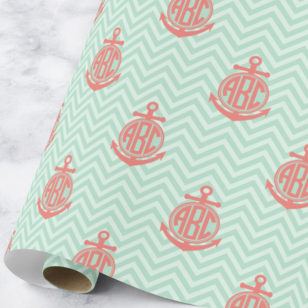 Custom Chevron & Anchor Wrapping Paper Roll - Large (Personalized)