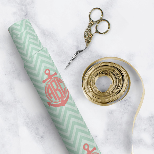 Chevron & Anchor Wrapping Paper Roll - Matte - In Context