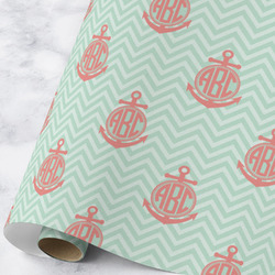 Chevron & Anchor Wrapping Paper Roll - Large - Matte (Personalized)