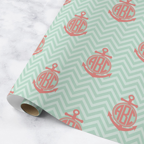 Custom Chevron & Anchor Wrapping Paper Roll - Medium - Matte (Personalized)