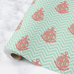 Chevron & Anchor Wrapping Paper Roll - Medium (Personalized)