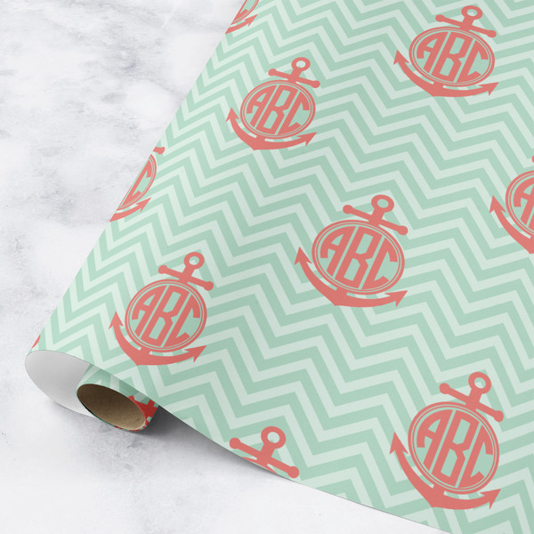 Custom Chevron & Anchor Wrapping Paper Roll - Medium (Personalized)