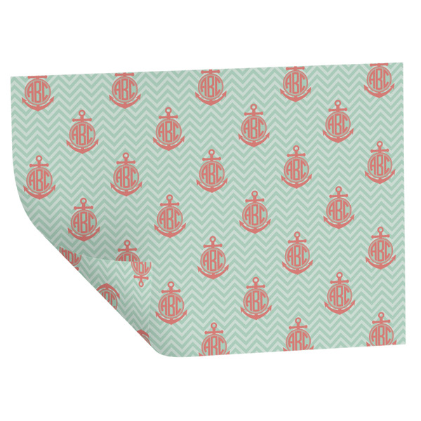 Chevron & Anchor Wrapping Paper Sheet - Double Sided - Folded
