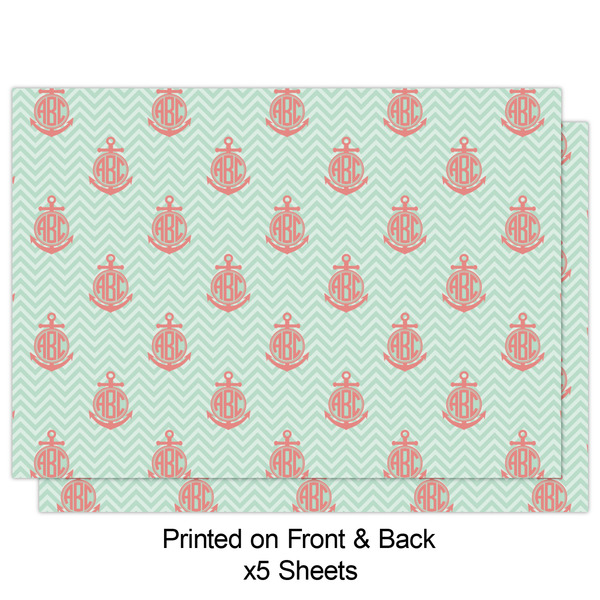 Chevron & Anchor Wrapping Paper Sheet - Double Sided - Front
