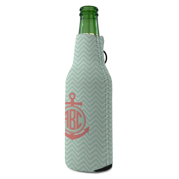 Chevron & Anchor Zipper Bottle Cooler - ANGLE (bottle)