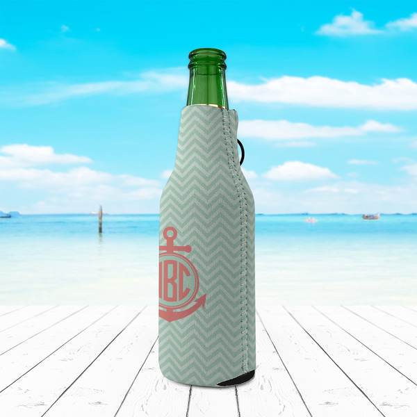 Chevron & Anchor Zipper Bottle Cooler - LIFESTYLE