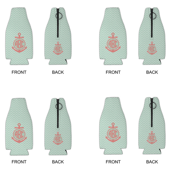 Chevron & Anchor Zipper Bottle Cooler - Set of 4 - APPROVAL