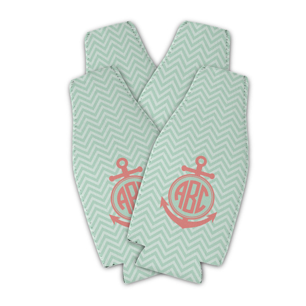 Chevron & Anchor Zipper Bottle Cooler - Set of 4 - PARENT MAIN (flat)