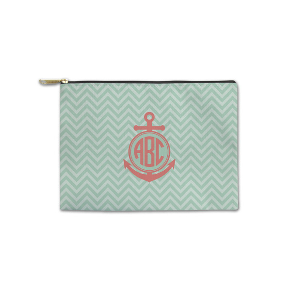 Custom Chevron & Anchor Zipper Pouch - Small - 8.5"x6" (Personalized)