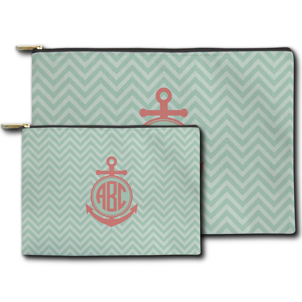 Chevron & Anchor Zippered Pouches - Size Comparison