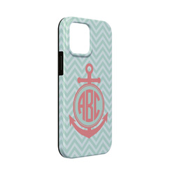 Chevron & Anchor iPhone Case - Rubber Lined - iPhone 13 Mini (Personalized)