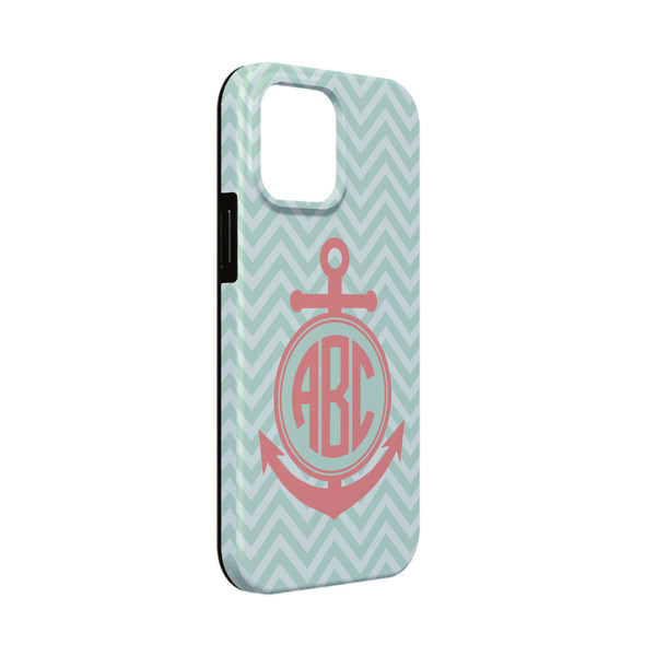 Custom Chevron & Anchor iPhone Case - Rubber Lined - iPhone 13 Mini (Personalized)