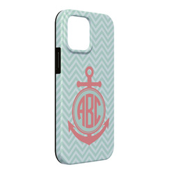 Chevron & Anchor iPhone Case - Rubber Lined - iPhone 13 Pro Max (Personalized)