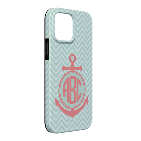 Custom Chevron & Anchor iPhone Case - Rubber Lined - iPhone 13 Pro Max (Personalized)