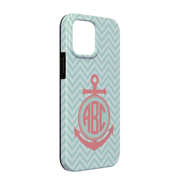 Custom Chevron & Anchor iPhone Case - Rubber Lined - iPhone 13 Pro (Personalized)