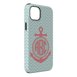 Chevron & Anchor iPhone Case - Rubber Lined - iPhone 14 Plus (Personalized)