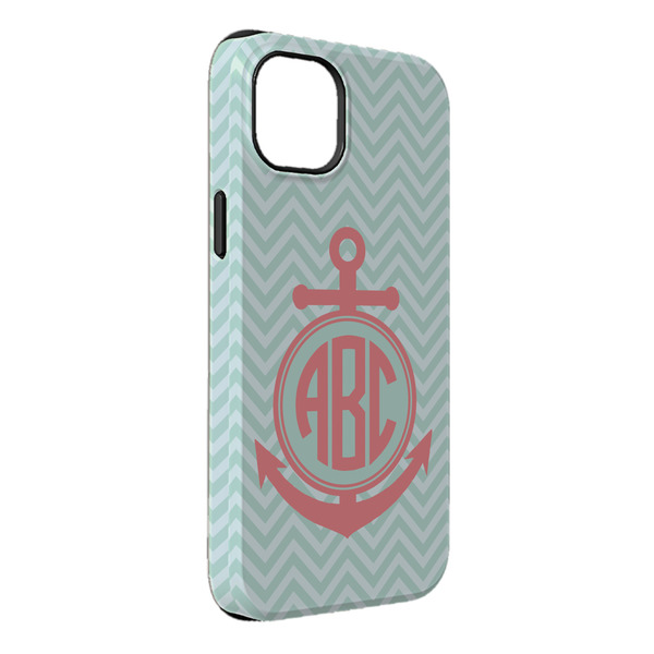 Custom Chevron & Anchor iPhone Case - Rubber Lined - iPhone 14 Plus (Personalized)