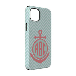 Chevron & Anchor iPhone Case - Rubber Lined - iPhone 14 Pro (Personalized)