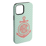 Chevron & Anchor iPhone Case - Rubber Lined - iPhone 15 Plus (Personalized)