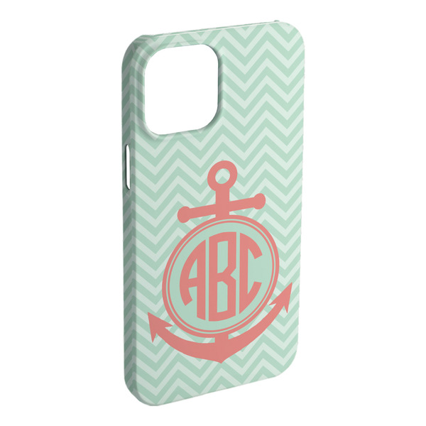 Custom Chevron & Anchor iPhone Case - Plastic - iPhone 15 Pro Max (Personalized)