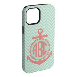 Chevron & Anchor iPhone Case - Rubber Lined - iPhone 15 Pro Max (Personalized)