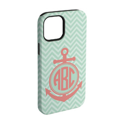 Chevron & Anchor iPhone Case - Rubber Lined - iPhone 15 Pro (Personalized)