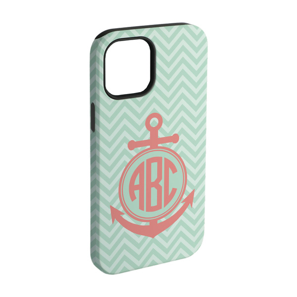 Custom Chevron & Anchor iPhone Case - Rubber Lined - iPhone 15 (Personalized)