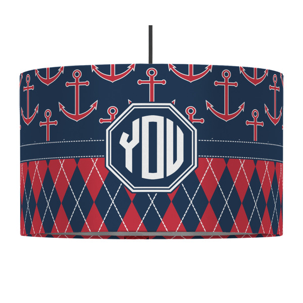 Custom Anchors & Argyle 12" Drum Pendant Lamp - Fabric (Personalized)