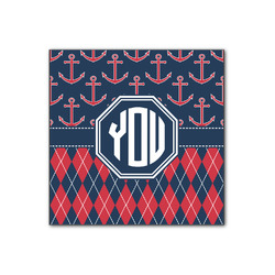Anchors & Argyle Wood Print - 12x12 (Personalized)