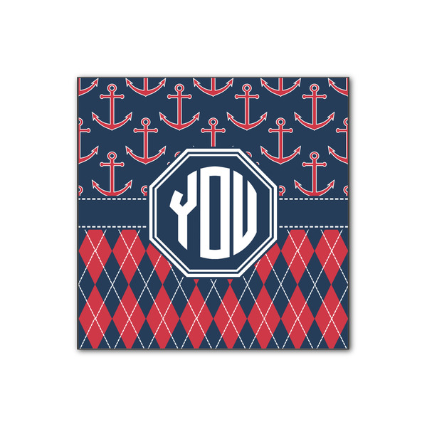 Custom Anchors & Argyle Wood Print - 12x12 (Personalized)