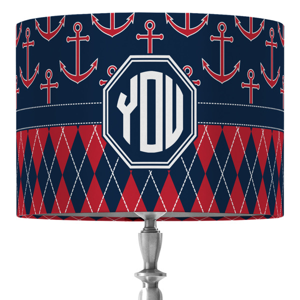Custom Anchors & Argyle 16" Drum Lamp Shade - Fabric (Personalized)