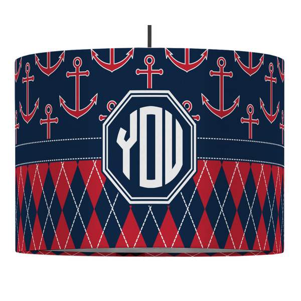 Custom Anchors & Argyle 16" Drum Pendant Lamp - Fabric (Personalized)