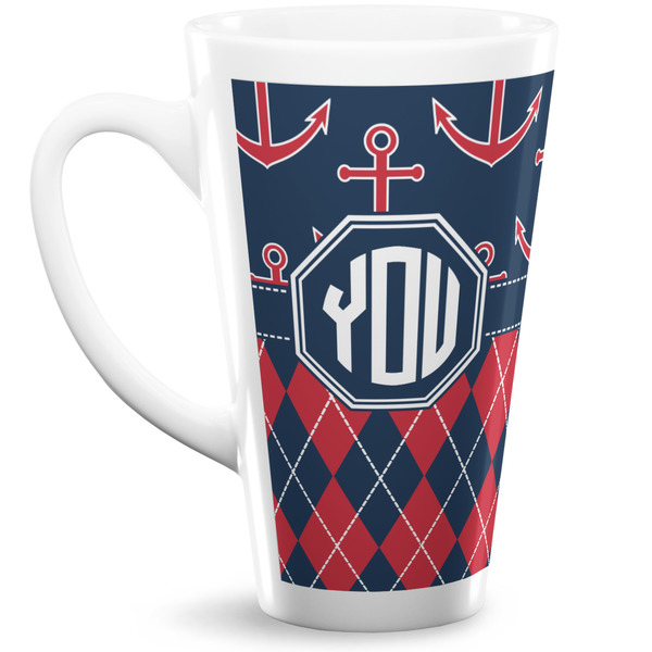 Custom Anchors & Argyle Latte Mug (Personalized)