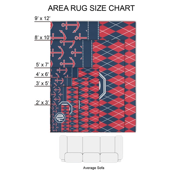 Anchors & Argyle 2'x3' Indoor Area Rugs - Size Chart