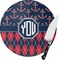 Anchors & Argyle Round Glass Cutting Board - Small (Personalized)