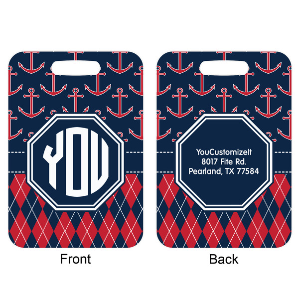 Anchors & Argyle Aluminum Luggage Tag (Front + Back)