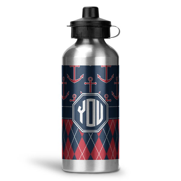Custom Anchors & Argyle Water Bottles - 20 oz - Aluminum (Personalized)