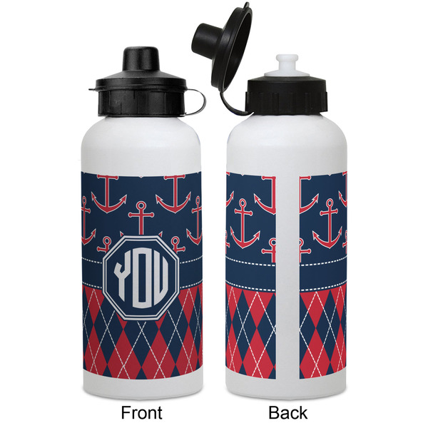 Anchors & Argyle Aluminum Water Bottle - White APPROVAL