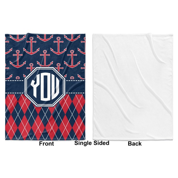 Anchors & Argyle Baby Blanket (Single Side - Printed Front, White Back)